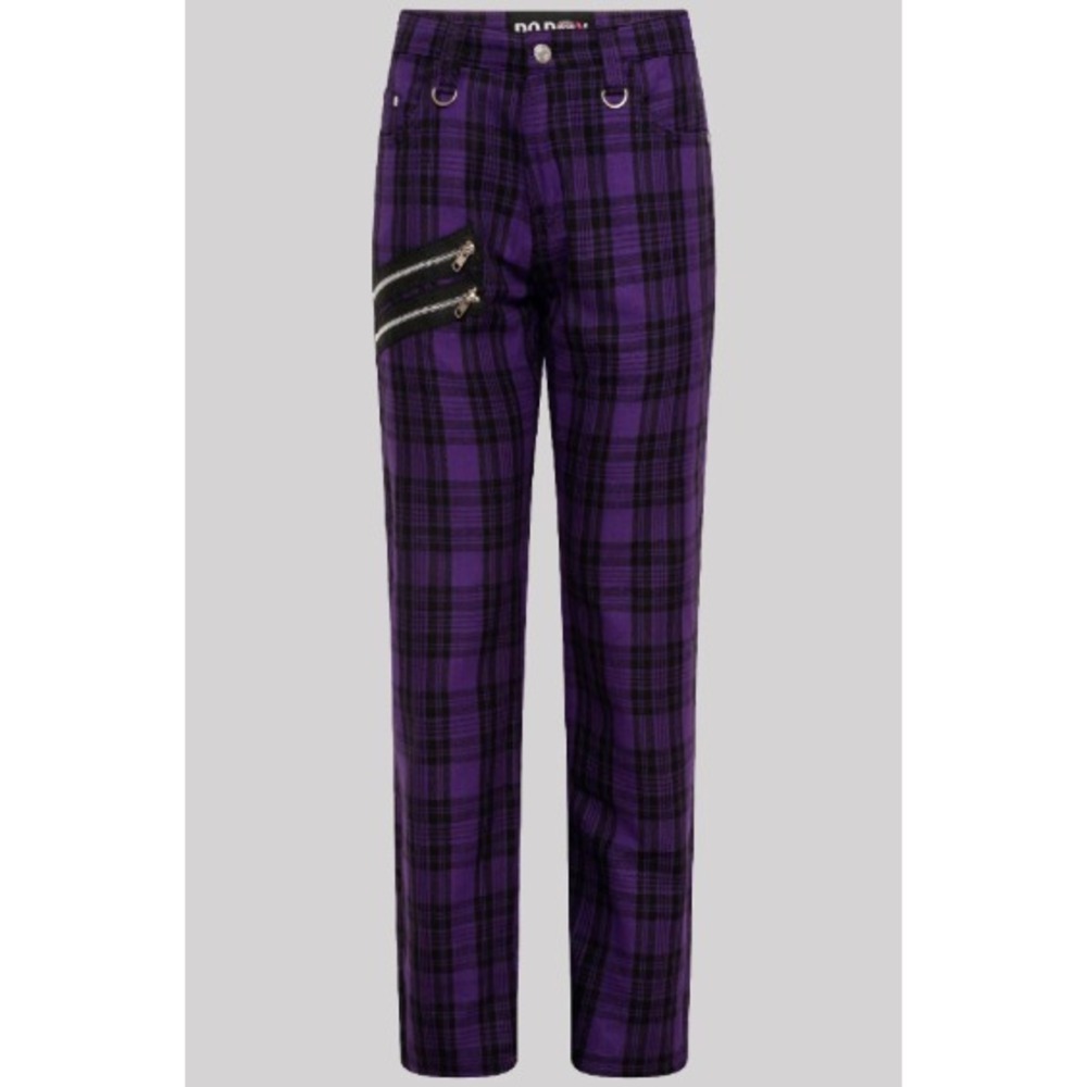 Punk Ro Rox Purple Plaid Unisex Mens Womens Pants Emo Gothic Size 38